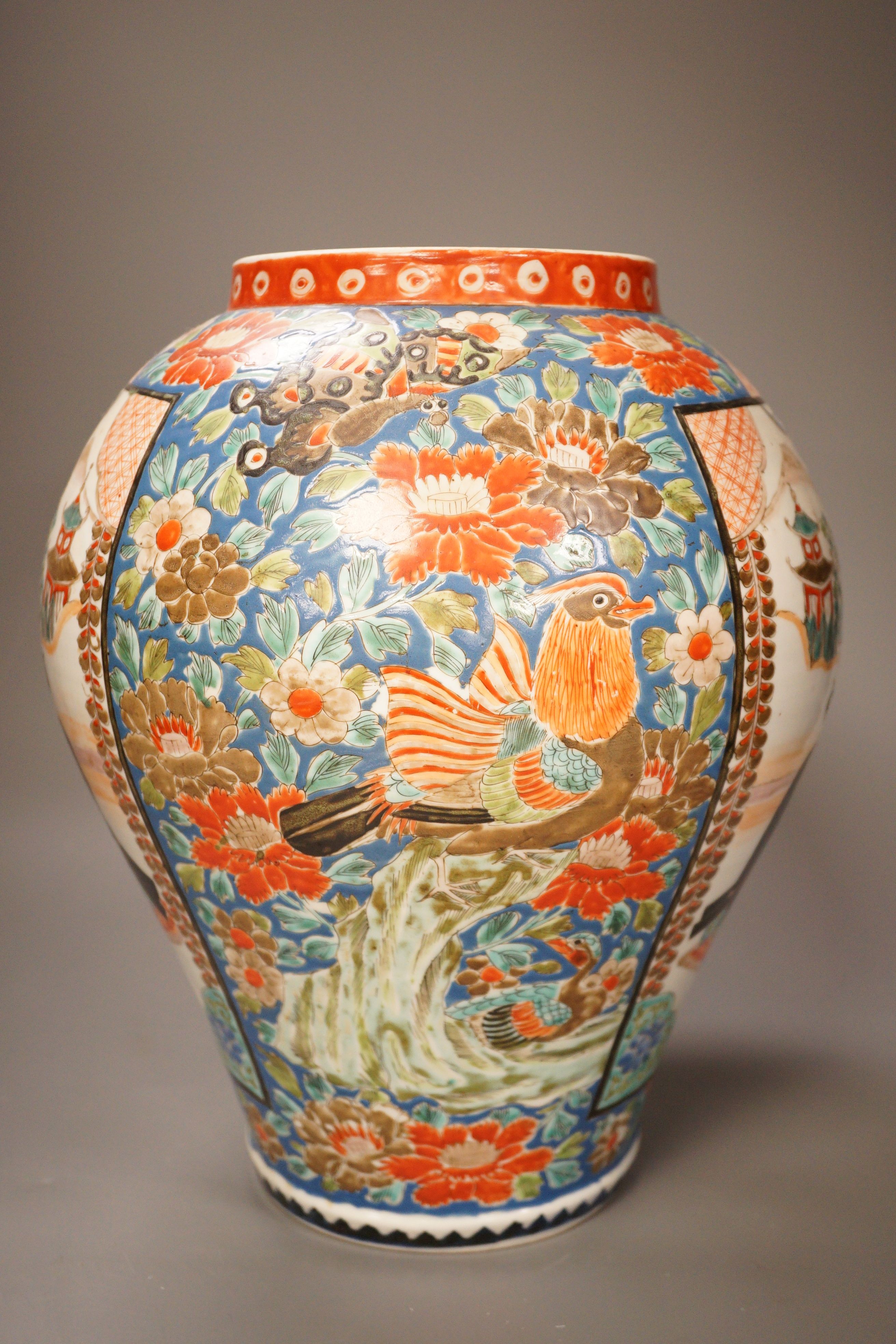A Japanese kutani style vase, 32cm